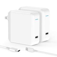 2 Pack USB C Charger for MacBook Pro 2018, 2017, 2016, iPad Pro 2018, 61W Thunderbolt 3 Port USB C Power Adapter for Lenovo Yoga, Sumsung Chromebook Pro, Google ChromeBook, Any Type C Device
