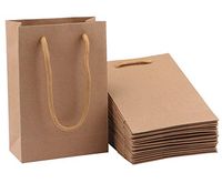 Sdootjewelry Kraft Paper Bags, 50 Pcs Small Brown Paper Gift Bags Bulk with Handles, 5.1 x 2.4 x 7.5’’ Heavy Duty Matte Tote Paper Bags, Shopping Bags, Kraft Bags, Retail Bags, Party Bags