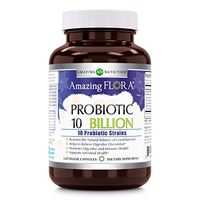 Amazing Flora Probiotic 10 Best Probiotics Strains Including Acidophilus, plantarum, rhamnosus etc * Supports Digestive & Immune Health * Veggie Capsules (120 Count, 10 Billion)