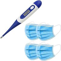 Digital Body Thermometer Baby Child Adult Accurate Fast Readings Fever Indicator Household Waterproof Electronic Underarm Soft Head Rectal Oral Temperature Measure Monitor with 4 Face Cover