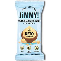 Jimmy! Keto Bar, Delicious Protein Snack for Keto Diet, High Fats - 15g Fat, Low Carb - 5g Net Carbs, 9g Protein, Gluten Free, Macadamia Nut Crunch - with Coconut Oil and Sea Salt, 12 Count, 45g/Bar