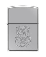 Zippo US Navy Lustre Etch Seal High Polish Chrome Pocket Lighter