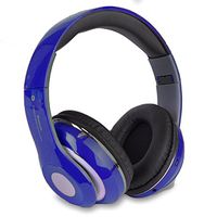 Altatac Bluetooth Rechargeable Over Ear Headset Foldable Wireless Wired Headphones with Memory Card Slot Built-in FM Tuner Microphone Audio Cable for Phone TV Computer MP3 Player - Blue