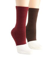Berkshire Women's Premium Non-Binding Diabetic Comfort Crew Socks (2 Pair Pack) - Port/Bean, Women's Shoe Size 8-12