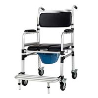 XWZJY 3 in 1 Bedside Commode Seat Deluxe Wheelchair Over Toilet Shower Bench for Seniors, Disabled with Padded Arms/Backrest Footrests Non-Slip