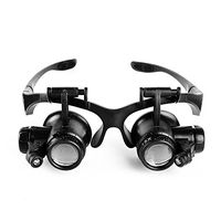 Home-organizer Tech Headband Watch Repair Eye Glass Jeweler Magnifier Loupe Glasses with Replaceable Lense 10X 15X 20X 25X LED Illuminated Magnifier