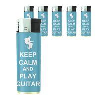 Butane Refillable Electronic Lighter Set of 5 Pieces Keep Calm and Play Guitar Design-011