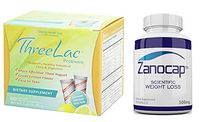 THREELAC Probiotic, 1 Pack of 60 Pkts by Global Health Trax with Zanocap Scientific Weight Loss 1 Bottle