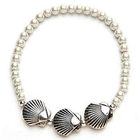 White Seashell Magnetic Stretch Bracelet (7.5")
