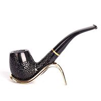 SJMMYD Lobular Ebony Wood Wooden Pipe Pipe Fittings with Stone nanmu Ring 9mm Filter Yanju,Black Engraving,Ebony