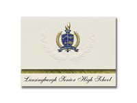 Signature Announcements Lansingburgh Senior High School (Troy, NY) Graduation Announcements, Presidential style, Basic package of 25 with Gold & Blue Metallic Foil seal
