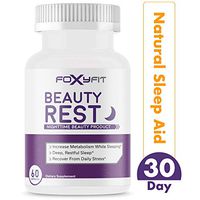 Beauty Rest Natural Sleep Aid by FoxyFit — Insomnia Relief and Nighttime Fat Burner with Melatonin, Valerian Root, Raspberry Ketones, Turmeric Root, and Biotin.*