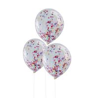 Ginger Ray PM-922 Pick and Mix Confetti Filled Clear Balloons Party Decorations (5 Pack), Multicolor