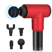 Deep Tissue Massage Gun,Handheld 6 Speeds Percussion Fascial Gun for Pain Relief,Super Quiet Device with 4 Interchangeable Massage Heads (Red)