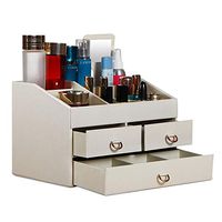 T-ZJHC Jewelry Storage Box with Mirror Cosmetic Storage Box Dressing Table Jewelry Storage Box, First Look Pearl White, Large Makeup Box