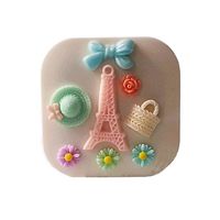 [Set of 2] Special DIY Contact Lenses Box Case/Holders Container,White Eiffel