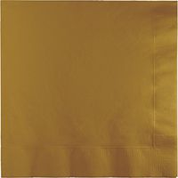 Club Pack of 250 Glittering Gold Premium 3-Ply Disposable Dinner Party Napkins 8.75"