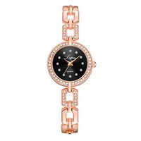 Women's Stainless Steel Quartz Wrist Watches with Diamond-Accented, Beauty & Delicate Hook Buckle Bracelet Watch (B)