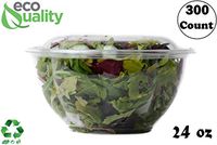 24oz Salad Bowls To-Go with Lids (300 Count) - Clear Plastic Disposable Salad Containers | Airtight, Lunch, Salads, Parfait, Fruits, Leak Proof, Airtight, Fresh, Meal Prep | Rose Bowl Container (24oz)