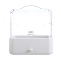 LiboboDust-Proof Desktop Drawer Dresser Rack Portable Cosmetic Storage Box (White B)