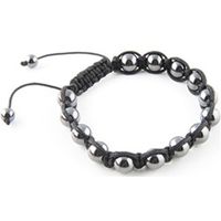 JewelryVolt Stone Bead Bracelet - Hematite w/Black String