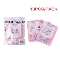 RINKOUa Heating Pads Winter Body Warmer Stick Lasting Heat Patch Keep Hand Leg Foot Warm Paste Pads Cartoon Shape Winter Outside Warm Relieve Dysmenorrhea Woman Heating Pad (10 Packs) (Pink)