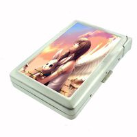 Metal Cigarette Case with Built in Lighter Anime D1 100's Size Cigarettes Silver Metal Wallet 4.75" X 2.75" RFID Protection