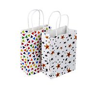 24 Pieces Kraft Paper Gift Bags with Handles (Gold Star&Triangle)