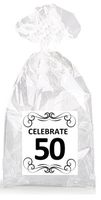Elegant Celebrate 50th Birthday Party Favor Bags with Ties - 12pack