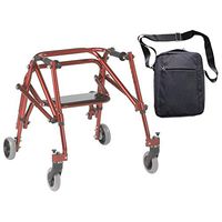Drive Nimbo 2G Lightweight Posterior Walker with Seat, Small, Castle Red & Free Front Zip Pocket Medical Utility Black Bag! - #KA2200S-2GCR