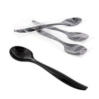 AmerCare Black Polystyrene Serving Spoons, Individually Wrapped, Case of 144