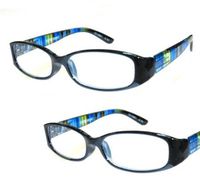 2 Pairs Foster Grant Rainbow Reading Glasses w/ Case & Loop Spring Hinge (+1.50 strength)