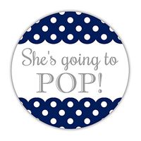 40 Ready to pop Stickers Blue, 2 inches - About to pop Labels - Baby Shower Popcorn Favors (Navy)