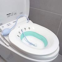 LYAID Sitz Bath Tub Over The Toilet, Foldable Steam Seat, Personal Washing Bidet Bowl for Hemorrhoid, Avoid Squatting, for Post Episiotomy Patients,Green,B
