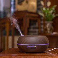 Tuscom Wood Grain Mini Ultrasonic Humidifier,168x168x100mm 400ml Essential Oil Diffuser,Aroma Therapy Relieve Stress for Bedroom Office Air Purifier Diffuser (BKUS)