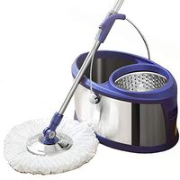 Xiaochongshan Mop bucket set，Spin Mop And Stainless Steel Rotating Bucket Set With Drag Reduction Device Microfiber Mop (Color : Blue, Size : 46x30x23cm)