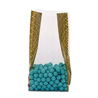 Small Gold"Casablanca" Geo Tiles 7x2x3" Cello Cellophane Treat Food Snack Bags (40 ct)