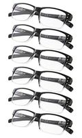 6-Pack Reading Glasses with Spring Hinges Readers for Man and Women Professional BlackTransparent +1.00