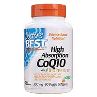 Doctor's Best High Absorption CoQ10 with BioPerine, Vegetarian, Gluten Free, Naturally Fermented, Heart Health & Energy Production, 300 mg 90 Veggie Softgels
