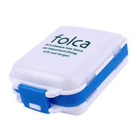 uxcell Plastic Travel 8 Compartments Store Medicine Pill Box Case White Blue