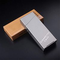 WLBHQ Stainless Steel Cigarette Case Ladies Long Portable Ultra-Thin Cigarette Case One-Button Opening for 20 Fine Cigarettes,Gray