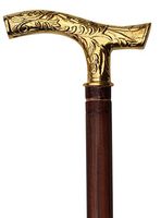 Walking Stick on Sale - 37" Vintage Fritz Brown Metal Walking Cane with Brass Handle. Walking Stick for Men and Women. Decorative Canes and Walking Sticks. Christmas Gifts from India.