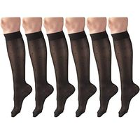 Sheer Compression Stockings, 15-20 mmHg, Women's Knee High Length, Dot Pattern Black Medium (6 Pairs)