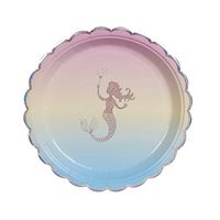 Geeklife Mermaid Paper Plates with Foil Silver Lace Border ,Round 9 in Paper Party Plates ,20 Count Decorative Tableware