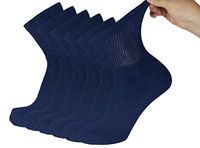 6 Pack of Premium Diabetic Cotton Quarter Length Athletic Sport Ankle Socks (Navy, 10-13)