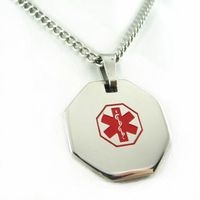 Unisex Stainless Medical ID Pendant Necklace Coumadin