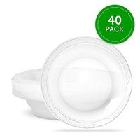 Plasticpro 18 ounce Premium Heavy Weight Crystal Clear Disposable Plastic Party Bowls Pack of 40