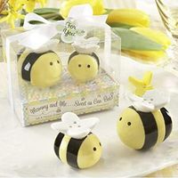 1pair Ceramic Heart Mr Mrs Tuxedo Bee Salt Pepper Shakers Wedding Party Favors |Shape - Bee|