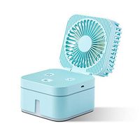 Personal Table Fan,DUMean Humidifying Spray Fan Desktop Night Light Humidifying LED Fan Mini USB Rechargeable Fan for Baby Home,Bedroom (Blue)