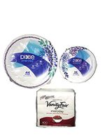 Dixie Everyday Paper Plate & Napkin Bundle, Large and Small Plates, Dinner (44 ct) and Dessert (50 ct), Vanity Fair Everyday Napkins (100 ct)